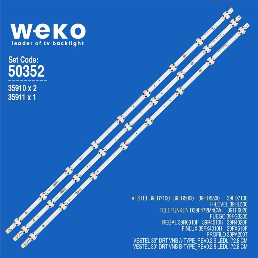 Wkset-5352 35910X2 35911X1 Vestel 39 Drt Vnb 3 Adet Led Bar (8+9Lens)