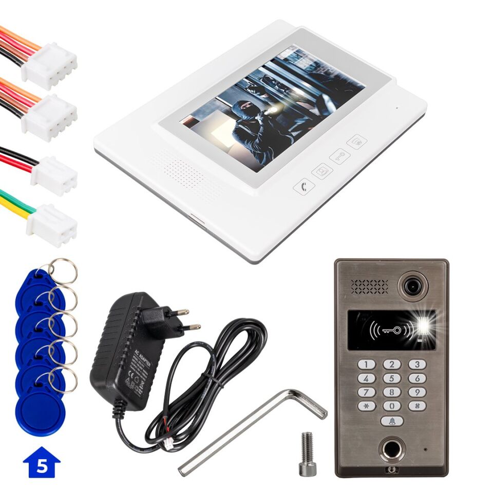PowerMaster 773TP 1 Daire 7'' NFC - Parmak İzi Girişli Görüntülü Diafon Kapı Zili Interkom Akıllı Ev Güvenliği Sistemi