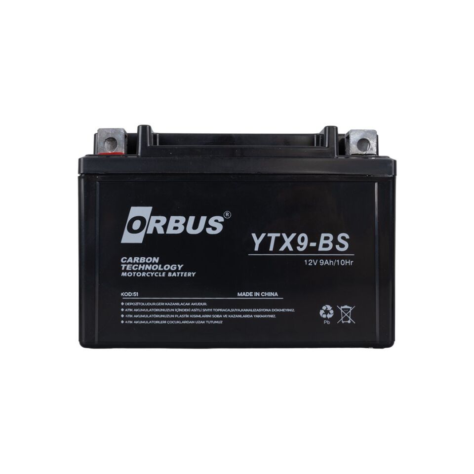 Orbus YTX9-BS 12V 9A Motosiklet Aküsü (150 X 86 X 107 MM)