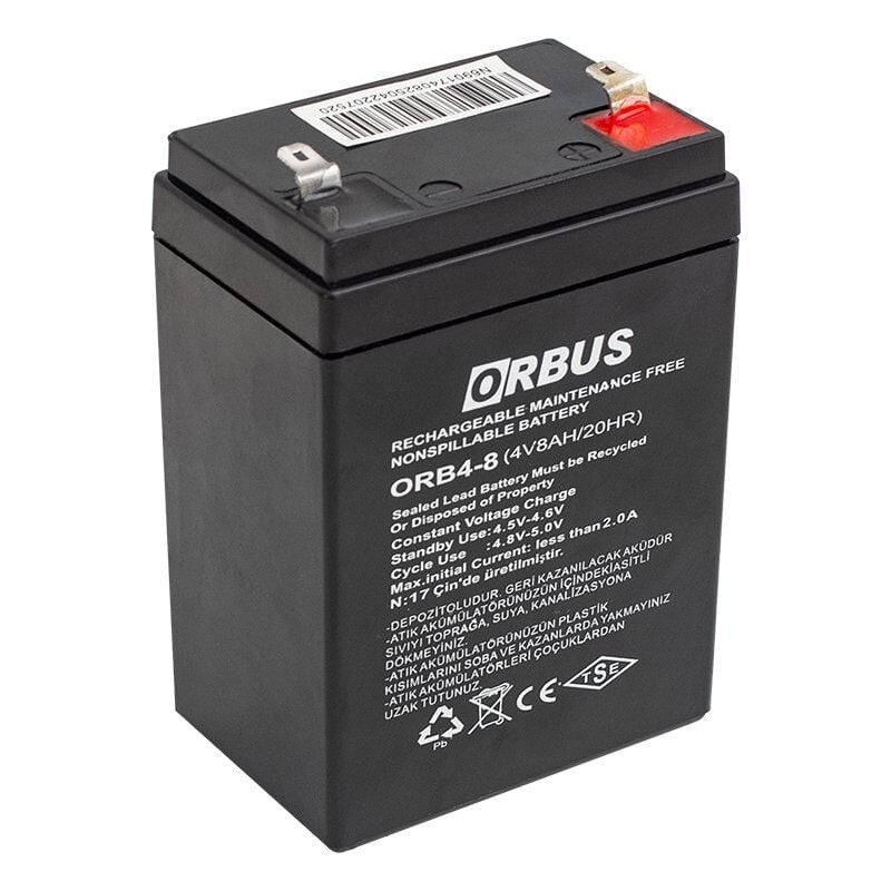 Orbus ORB4-8 4 Volt 8 Amper Kuru Tip Akü (68 X 45 X 95 Mm)