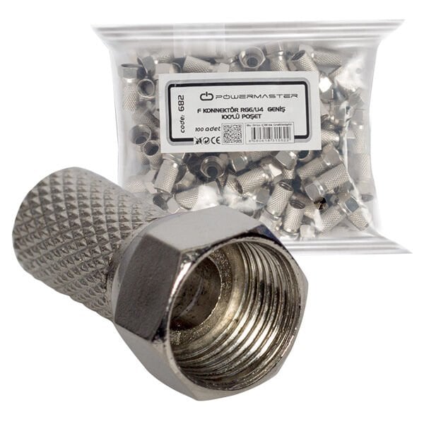 Powermaster F Konnektör RG6-U4 18 Mm Geniş (100 Adet)