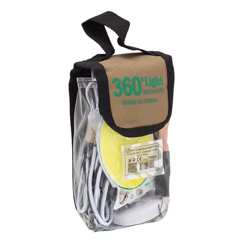 Powermaster TM-24 Cob Ledli 13 Watt Akü Maşalı 4 Metre Kablolu Taşınabilir Seyyar Panel Lamba