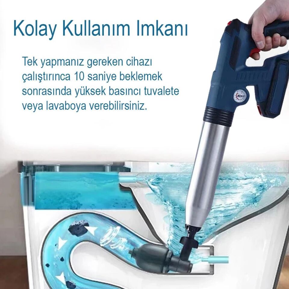 Elektromer EL-26077 Şarjlı Yüksek Basınçlı Tuvalet Pistonu Pompası