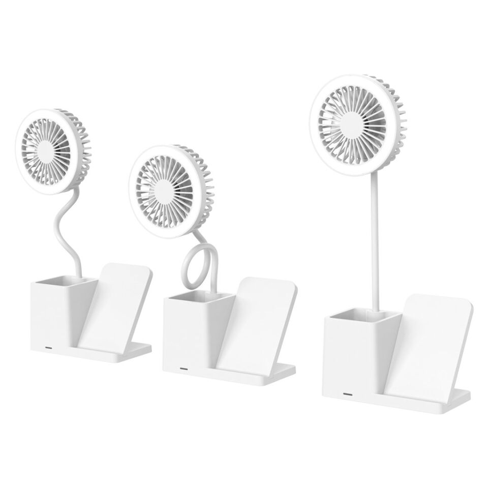 S-link SL-M9055 10 Watt Kablosuz Şarj İstasyonlu Fanlı Kalemlikli Masa Lambası (Beyaz)