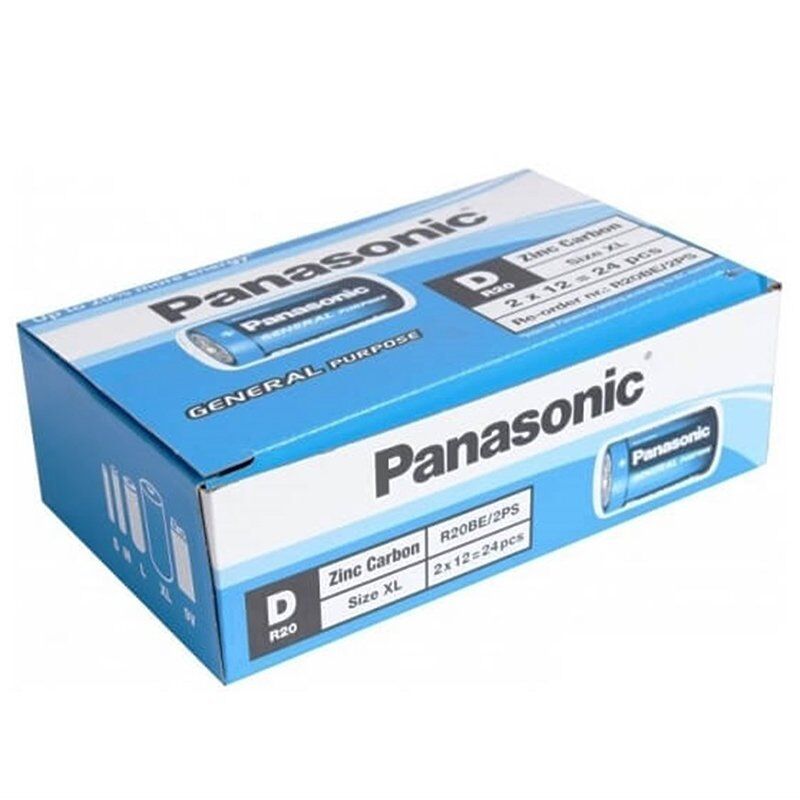 Panasonic R20BE/2PS Manganez Büyük D Boy Pil (24’lü Paket)