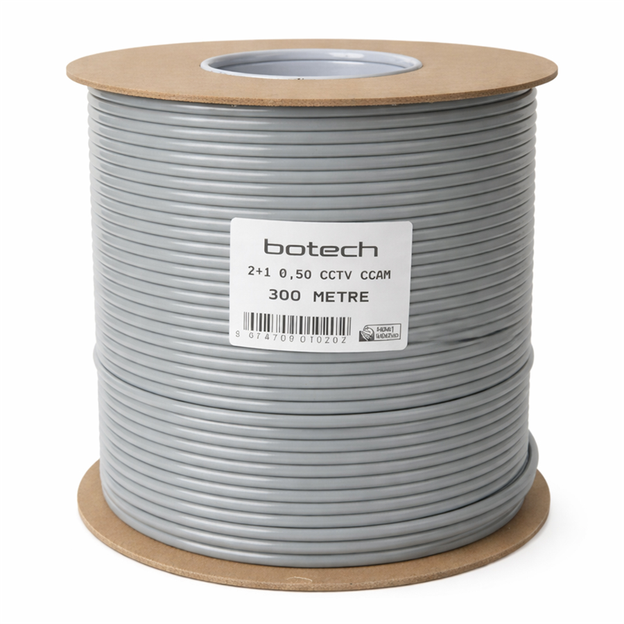 Botech 300 Metre 2+1 0.50Mm CCA Koaksiyel CCTV Kamera Kablosu
