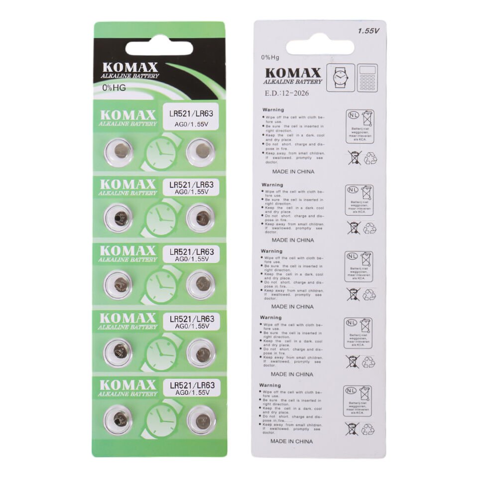 Komax AG-0 Alkalin LR521/379 Düğme Pil (10'lu Paket)