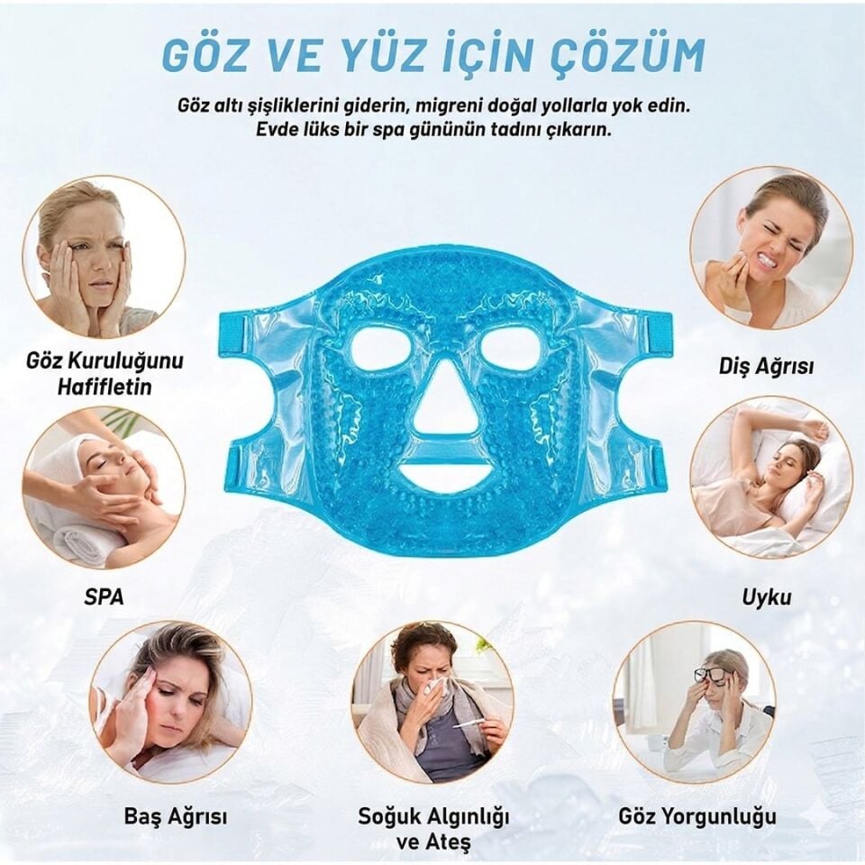 Sunup SN-29669 Soğuk Sıcak Kullanım Jel Boncuklu Tam Yüz Terapi Maskesi