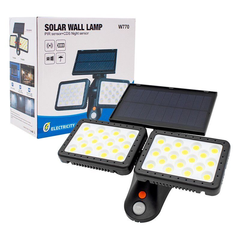 Powermaster W770B Sensörlü 36 Cob Ledli Solar Aydınlatmalı Duvar Lambası