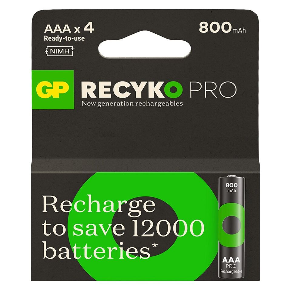 GP ReCyko Pro 800 mAh AAA İnce Kalem Şarjlı Pil (4'lü Paket)