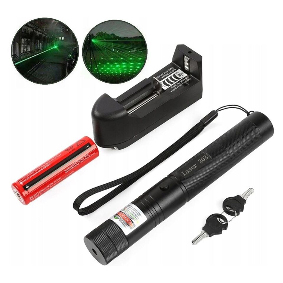 PowerMaster OM-1201 Şarjlı Anahtar Emniyetli Yeşil Lazer