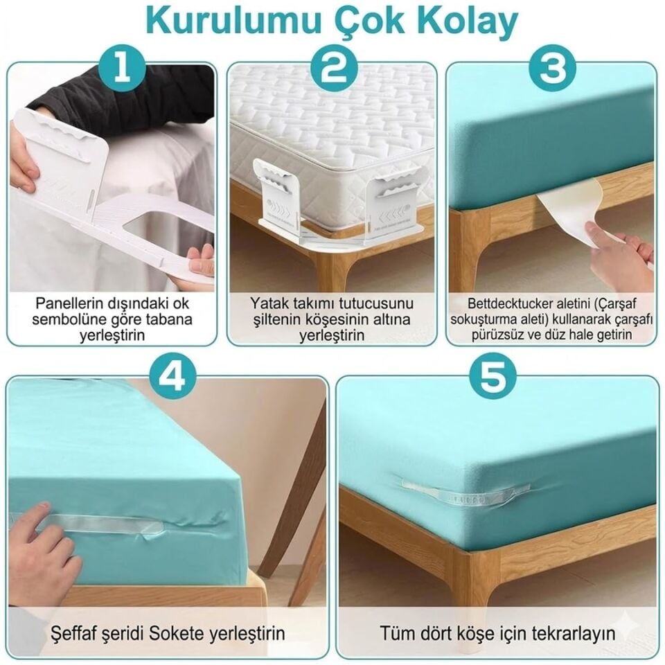 Sunup SN-29126 Pratik 4'Lü Nevresim - Çarşaf Tutucu Sabitleyici