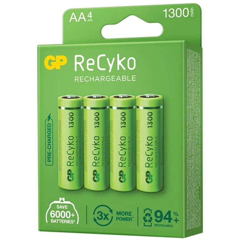 Gp Recyko 1300 NI-Mh R6 Şarjlı AA Kalem Pil (4'lü Paket)