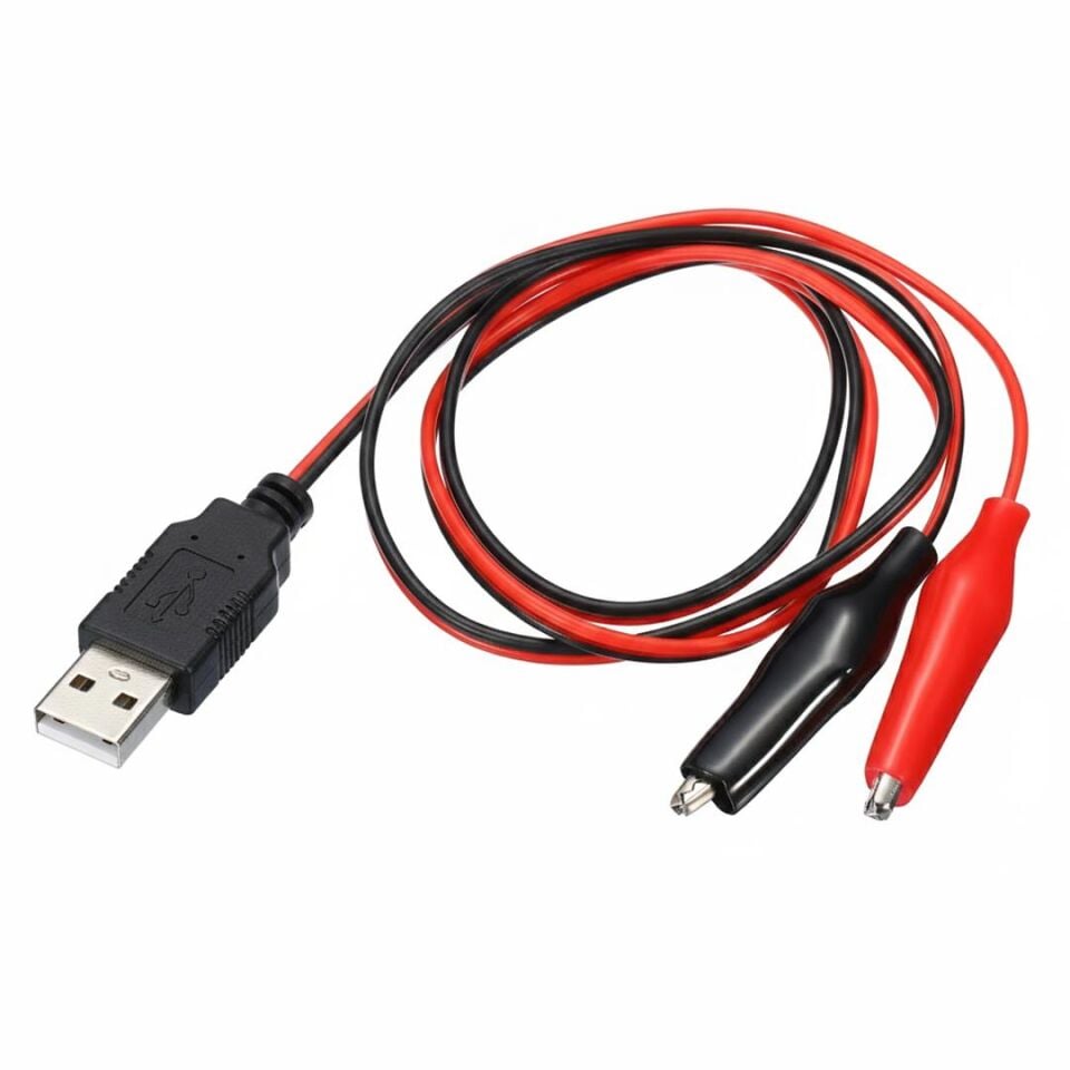 Powermaster PM-28657 USB Erkek - Küçük Krokodil Uçlu 5V 2A Test Kablosu