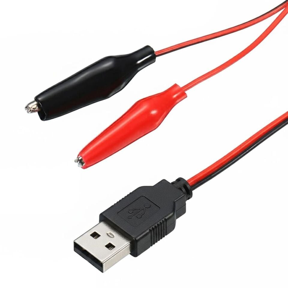 Powermaster PM-28657 USB Erkek - Küçük Krokodil Uçlu 5V 2A Test Kablosu