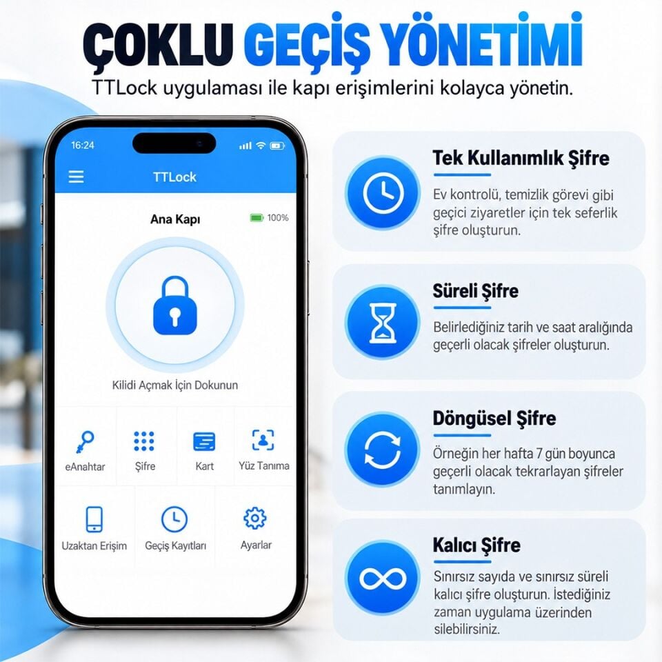 Novacom NC-SKV5QR-WP Kart Şifre Yüz Tanıma QR Kodlu Akıllı Geçiş Terminali
