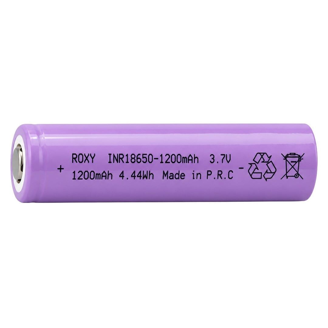 Roxy INR18650 3.7V 1200Mah 3C 4.44Wh Li-Ion Düz Kafa Başlıksız Şarjlı Pil