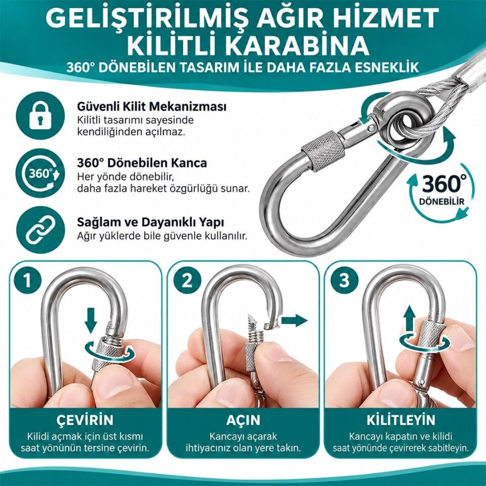 Sunup SN-38108 10 Metre Çelik Köpek Bağlama Halatı