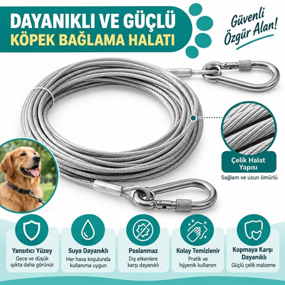 Sunup SN-38107 5 Metre Çelik Köpek Bağlama Halatı