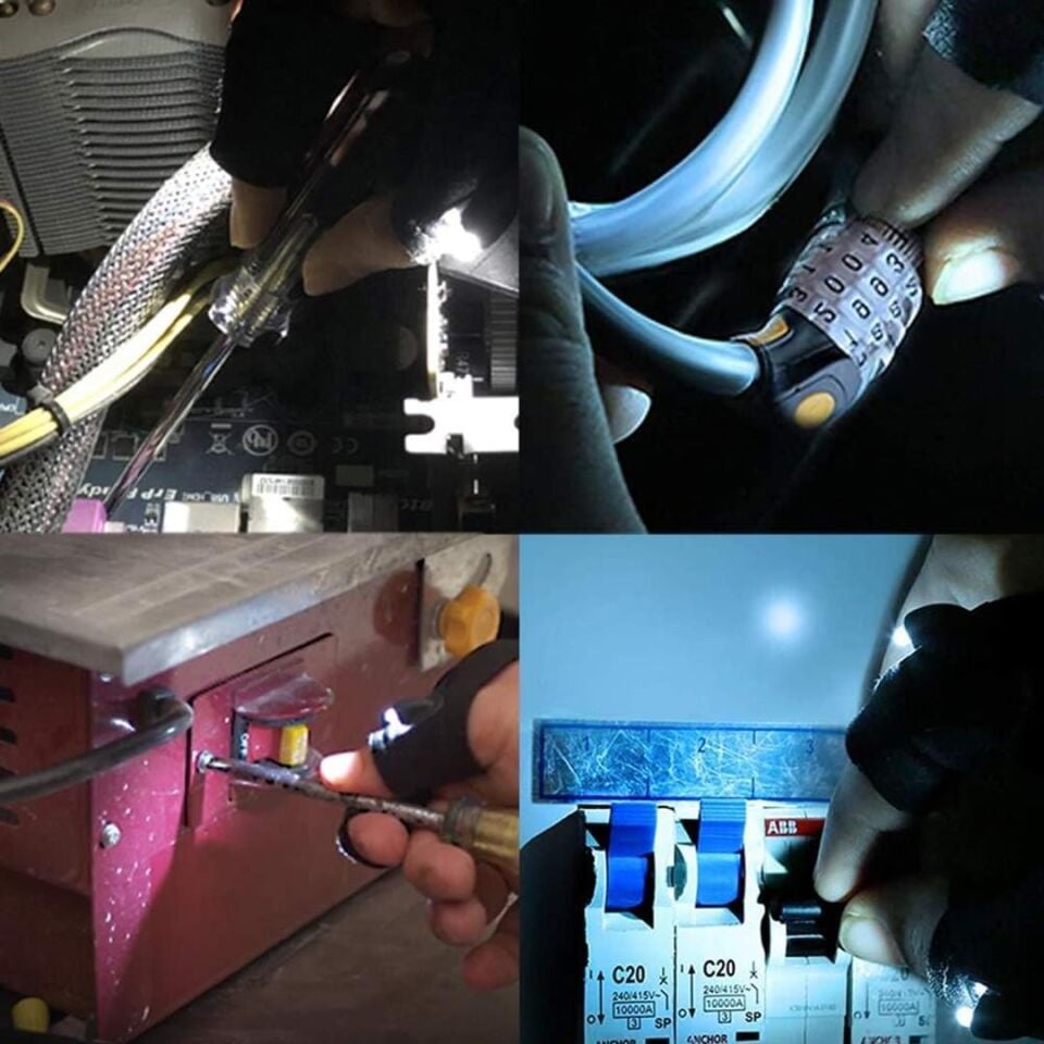Powermaster PM-29267 Tamir - Mekanik İş - Balıkçı Şarjlı Parmak Led Aydınlatma Çalışma Eldiveni