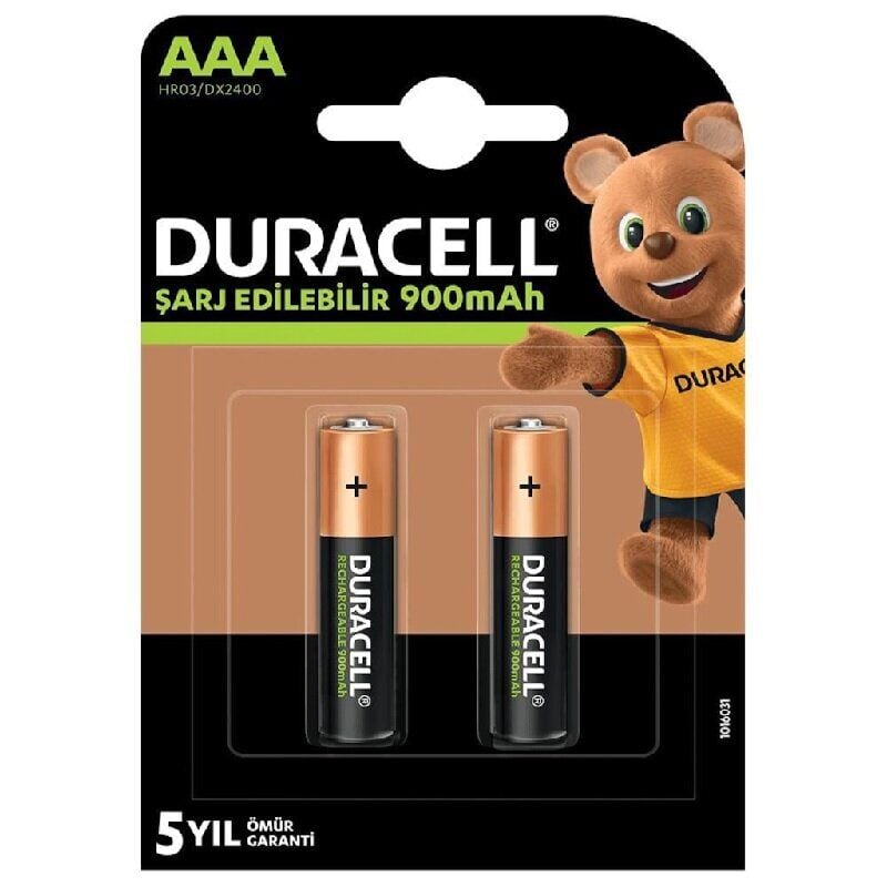 Duracell Şarjlı 900 mAh AAA İnce Kalem Pil (2'li Paket)