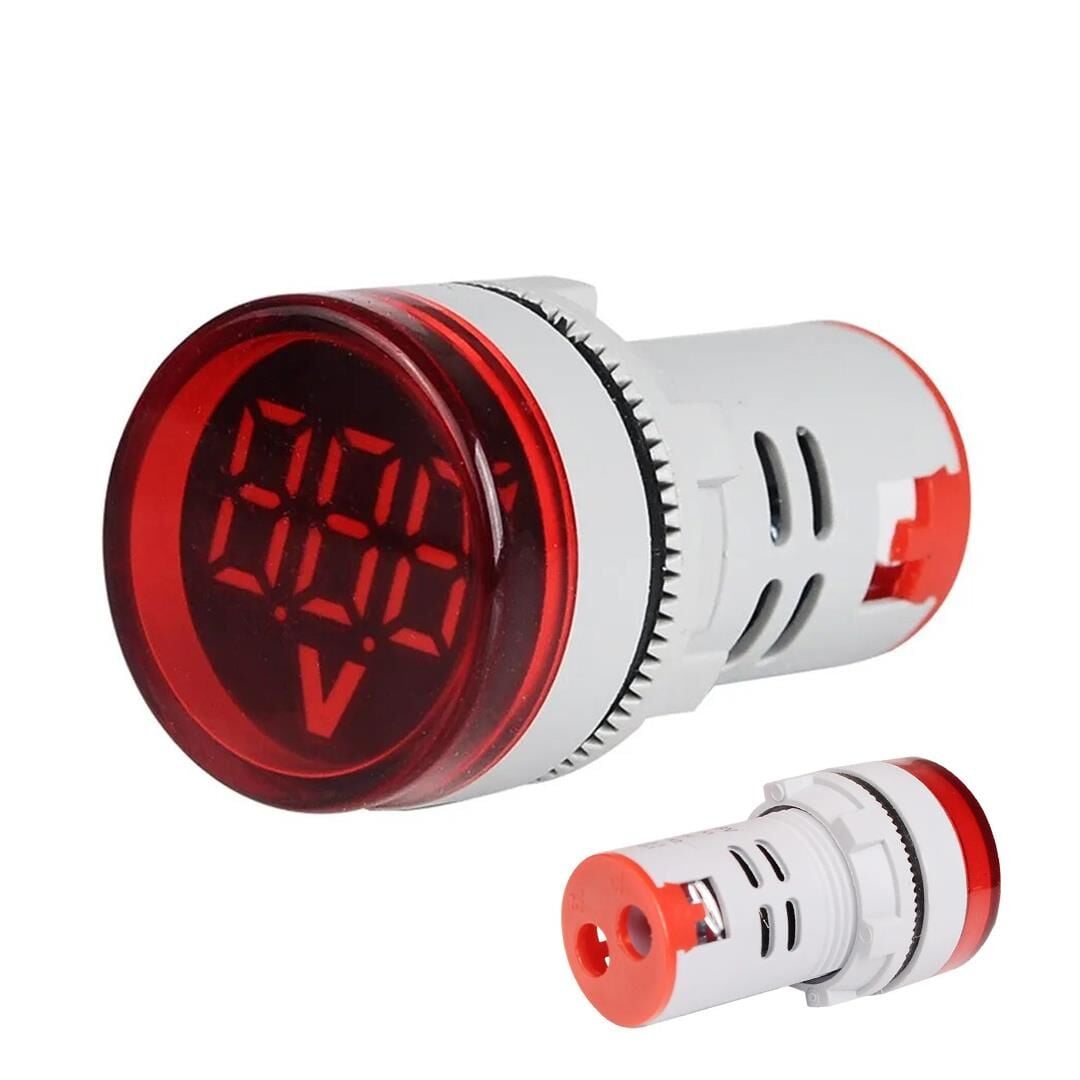 Intercom AD22-22V-DC 22MM Kırmızı Mini Yuvarlak Dijital DC Volt Ölçer