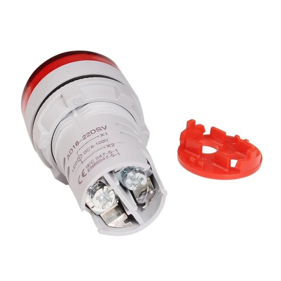 Intercom AD22-22V-DC 22MM Kırmızı Mini Yuvarlak Dijital DC Volt Ölçer
