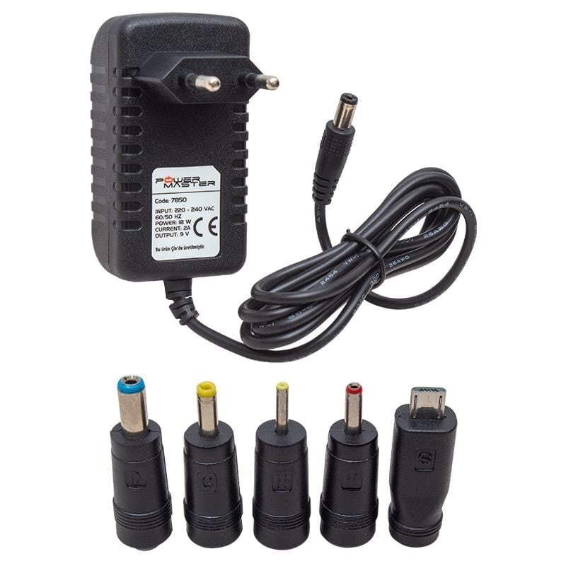 Powermaster 9 Volt 2 Amper 5 Uçlu Universal Tablet Adaptörü
