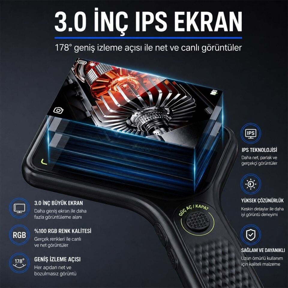 Powermaster PM-29314 3.0'' IPS Ekranlı El Tipi Dijital Mikroskop