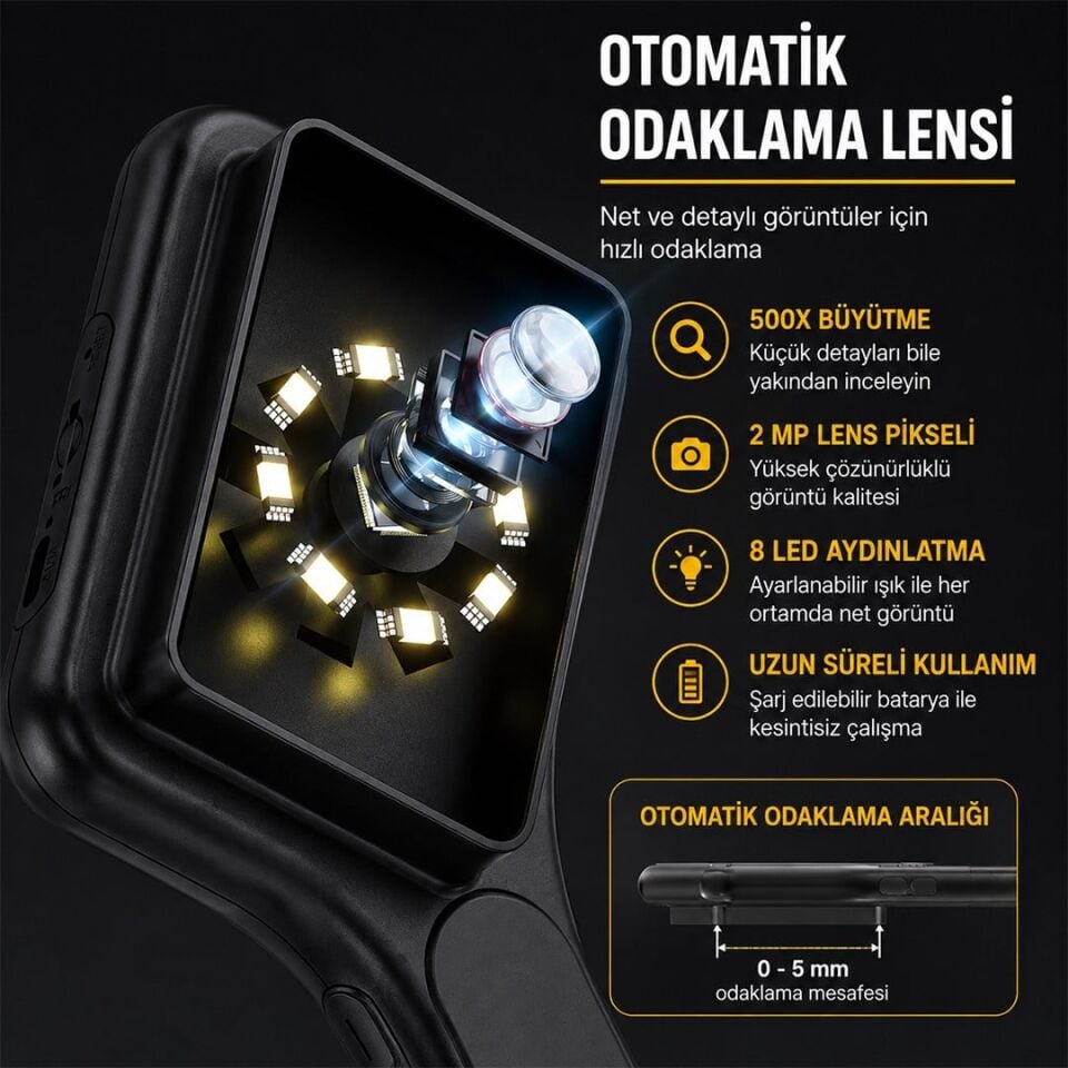 Powermaster PM-29314 3.0'' IPS Ekranlı El Tipi Dijital Mikroskop