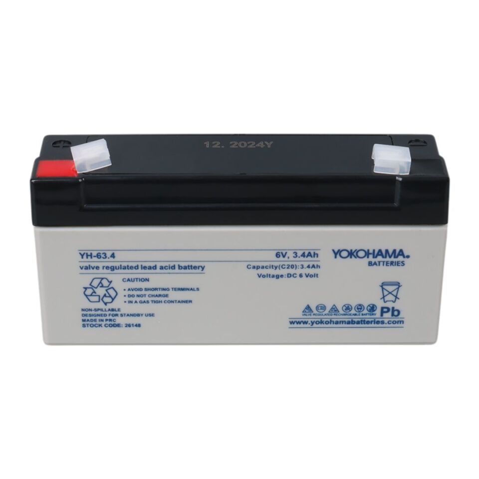 Yokohama YH-63.4 6 Volt - 3.4 Amper Yatık Akü (125x60x30 mm)