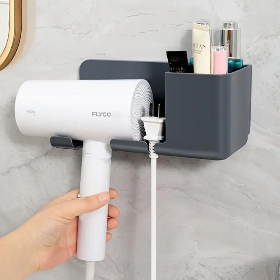 Sunup Banyo Rafı Sabunluk Diş Fırçası Saç Kurutma Makinesi