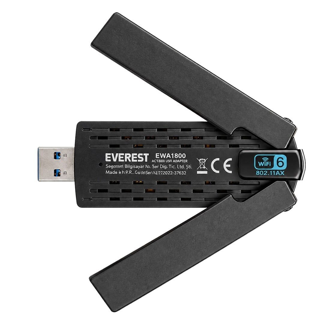 Everest Everlink EWA1800 1800Mbps 5.0 Ghz Wi-Fi 6 AX1800 USB 3.0 Kablosuz Adaptör