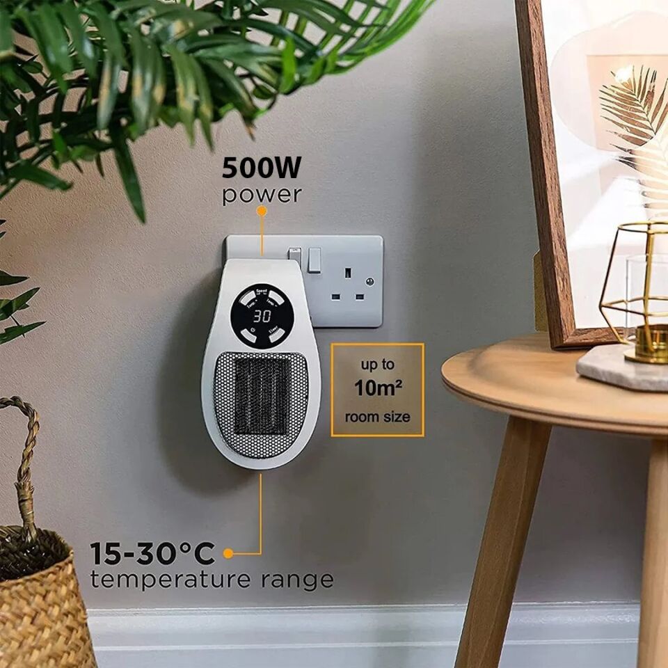PowerMaster 500 Watt Priz Tipi Kumandalı Taşınabilir Isıtıcı