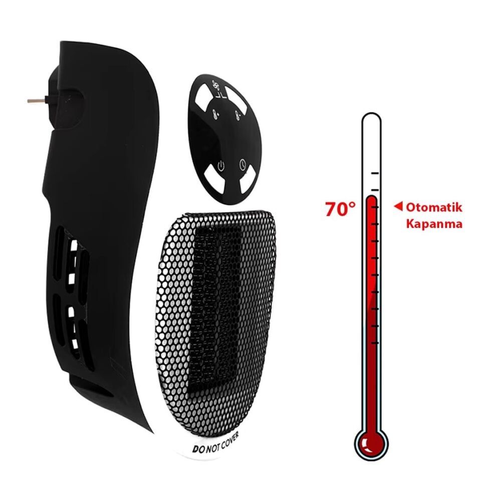 PowerMaster 500 Watt Priz Tipi Kumandalı Taşınabilir Isıtıcı