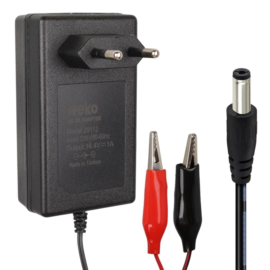Weko 14.4 Volt - 1 Amper 5.5*2.5 Mm Uçlu + Krokodil Aparatlı Akü Şarj Cihazı