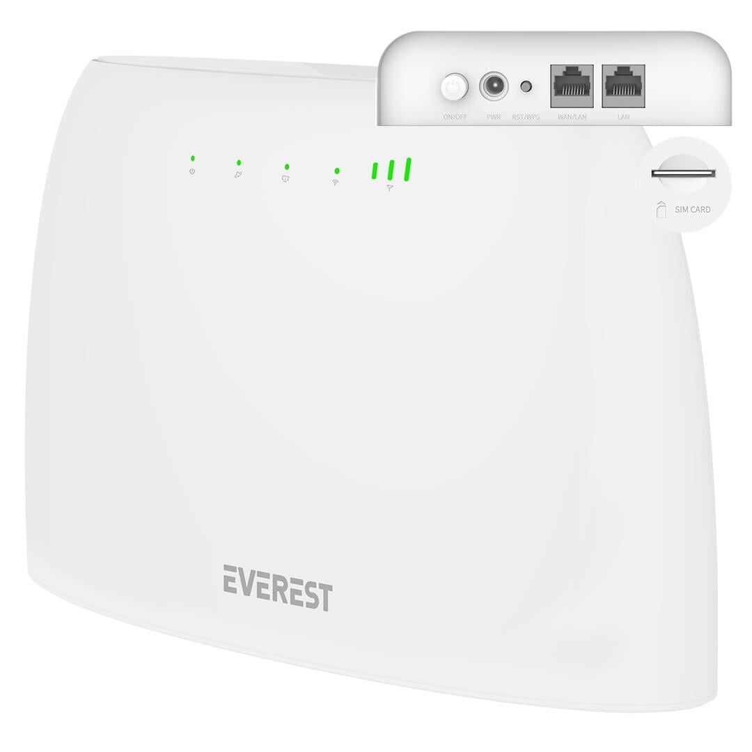 Everest EWR-4G03 4G LTE Wi-Fi Router SIM Kart Girişli 300 Mbps 2.4Ghz WAN/LAN Portlu Kablosuz Yönlendirici