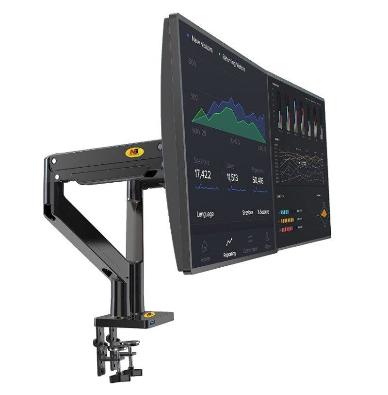 Powermaster G32 22-32'' Amortisörlü USB Girişli Stand Çift Kol Lcd / Led Monitör Tutucu Stand Askı Aparatı