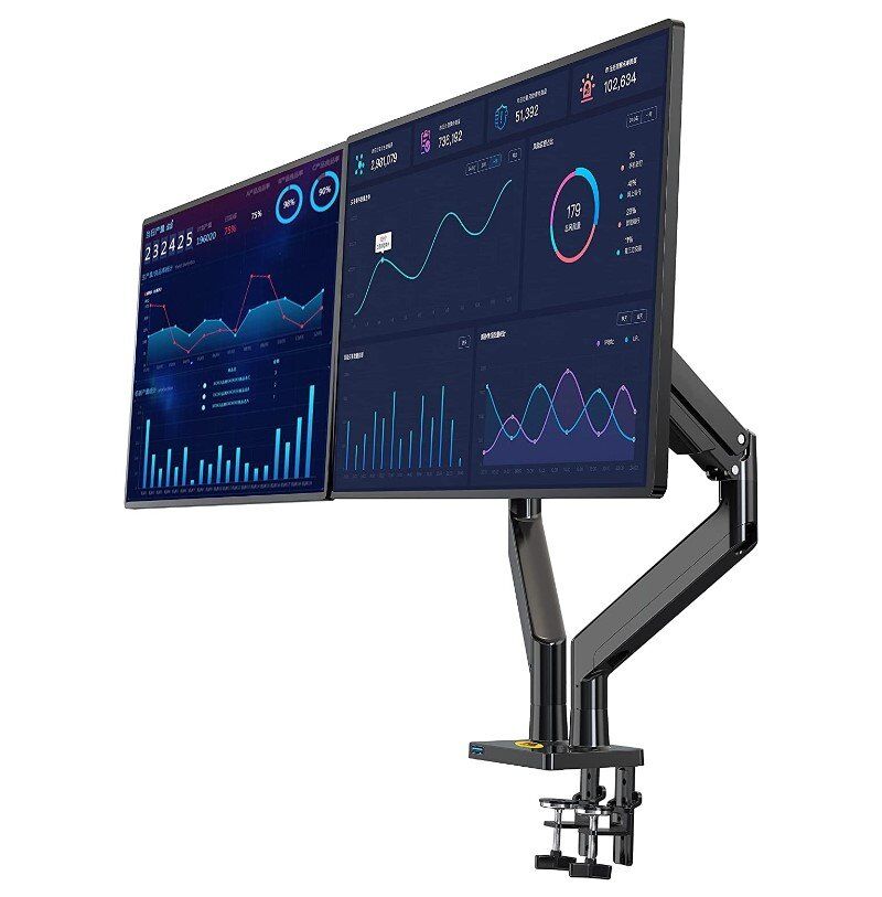 Powermaster G32 22-32'' Amortisörlü USB Girişli Stand Çift Kol Lcd / Led Monitör Tutucu Stand Askı Aparatı