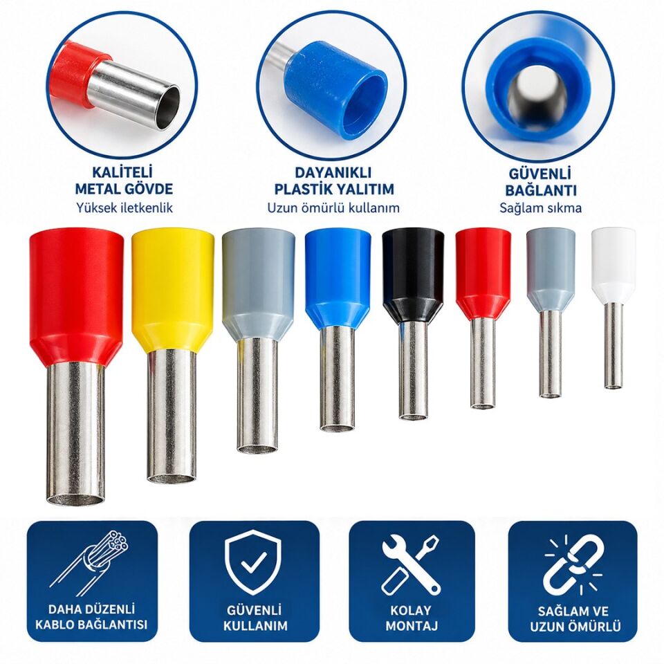 Powermaster PM-39090 10Mm Kırmızı İzoleli Kablo Ucu Sıkma Yüksük Terminali