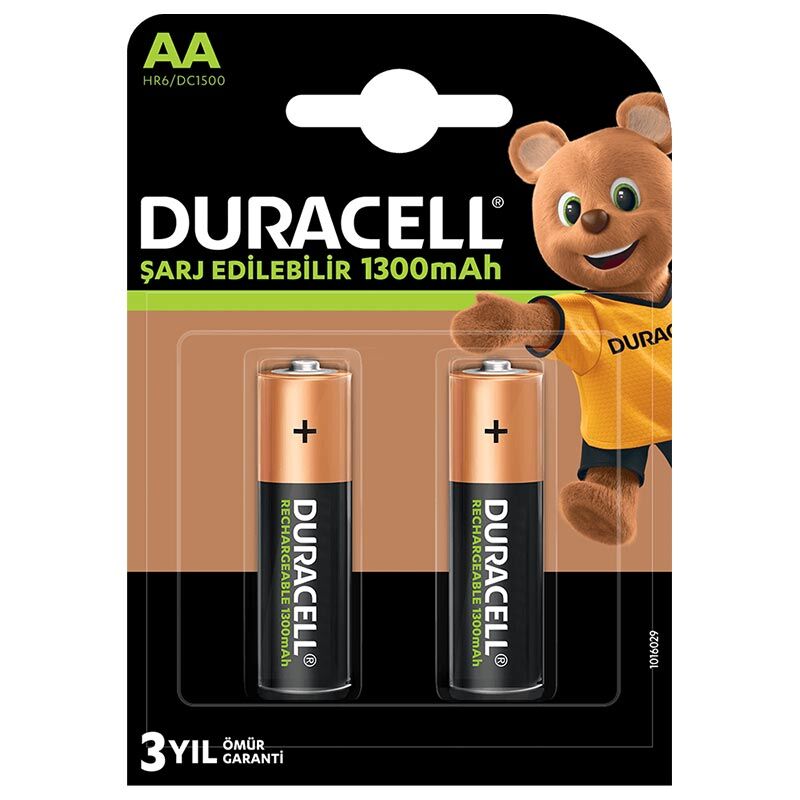 Duracell 1300 mA AA Şarjlı Kalem Pil (2'li Paket)