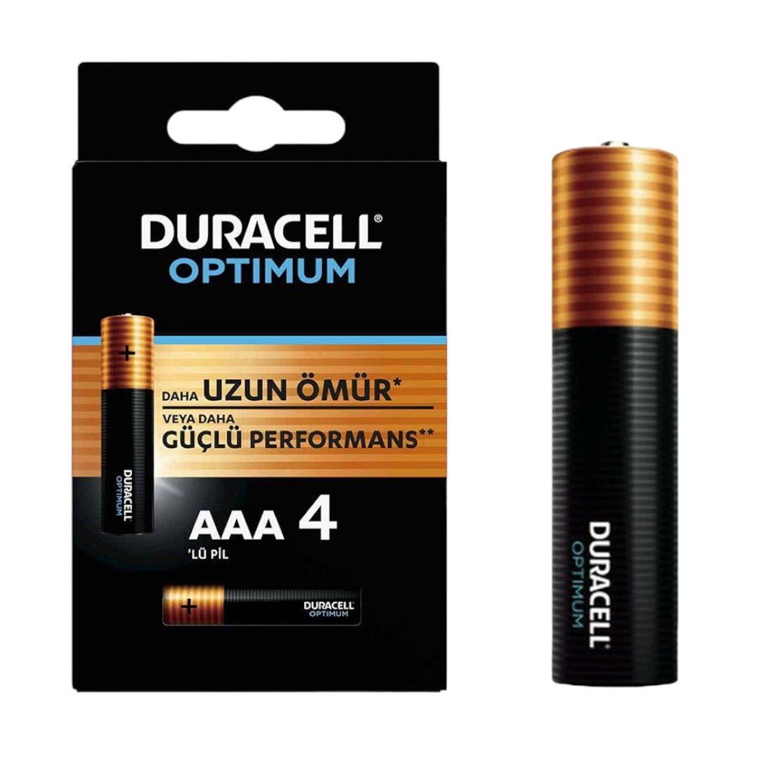 Duracell Optimum Alkalin AAA İnce Kalem Pil (4’lü Paket)