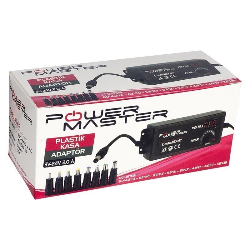 Powermaster 3 Volt 24 Volt 2 Amper Dijital Ekranlı Ayarlı Adaptör
