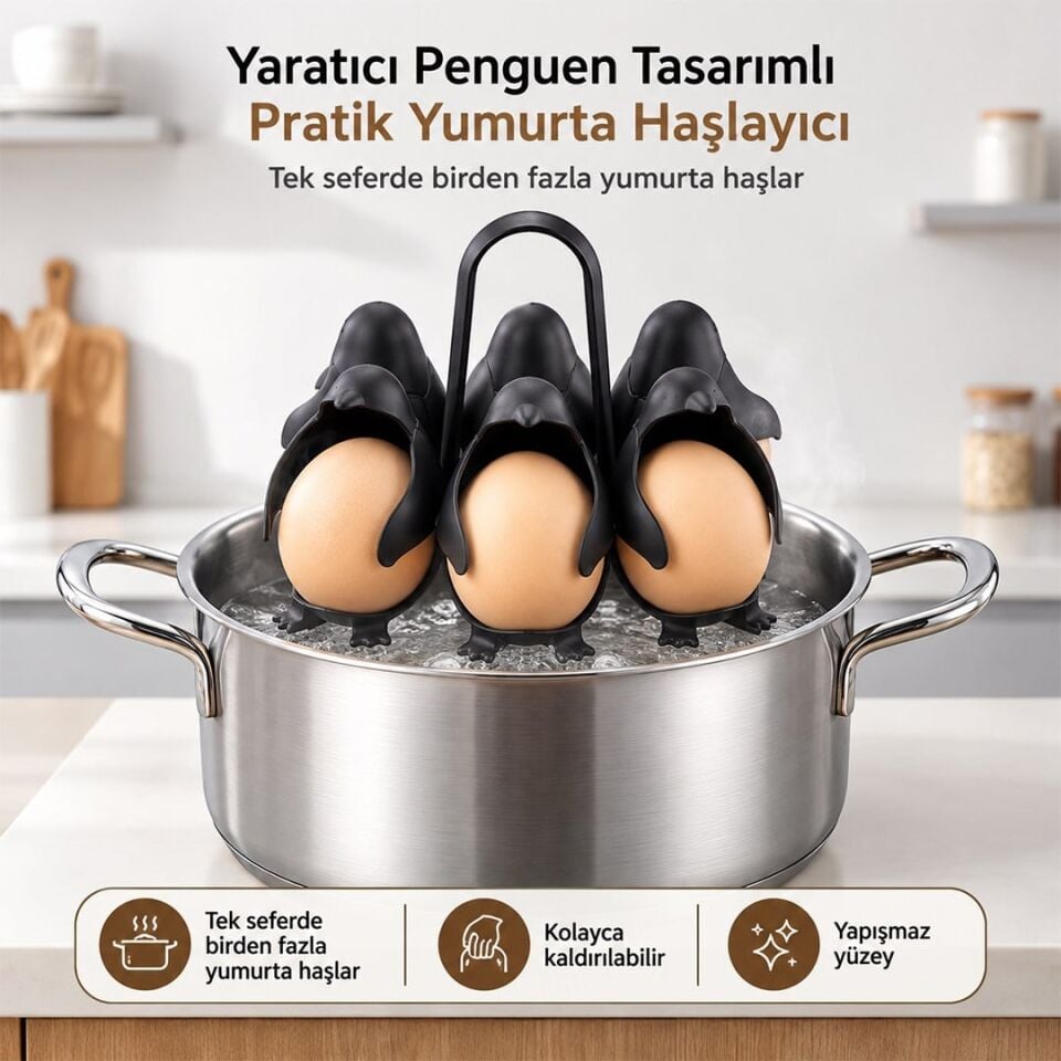 Sunup SN-38917 6 Bölmeli Penguen Tasarımlı Yumurta Haşlama Aparatı