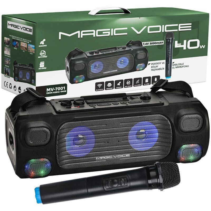 Magicvoice MV-7001 Mikrofonlu Taşınabilir Şarjlı Seyyar Anfi