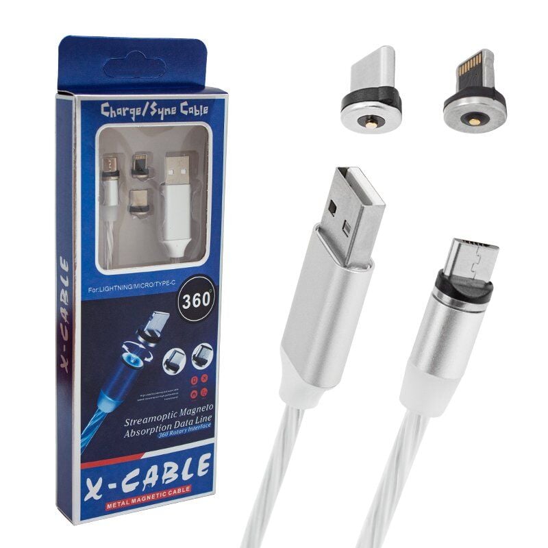 Powermaster PM-20016 Işıklı Üç Uçlu Telefon Şarj Kablosu