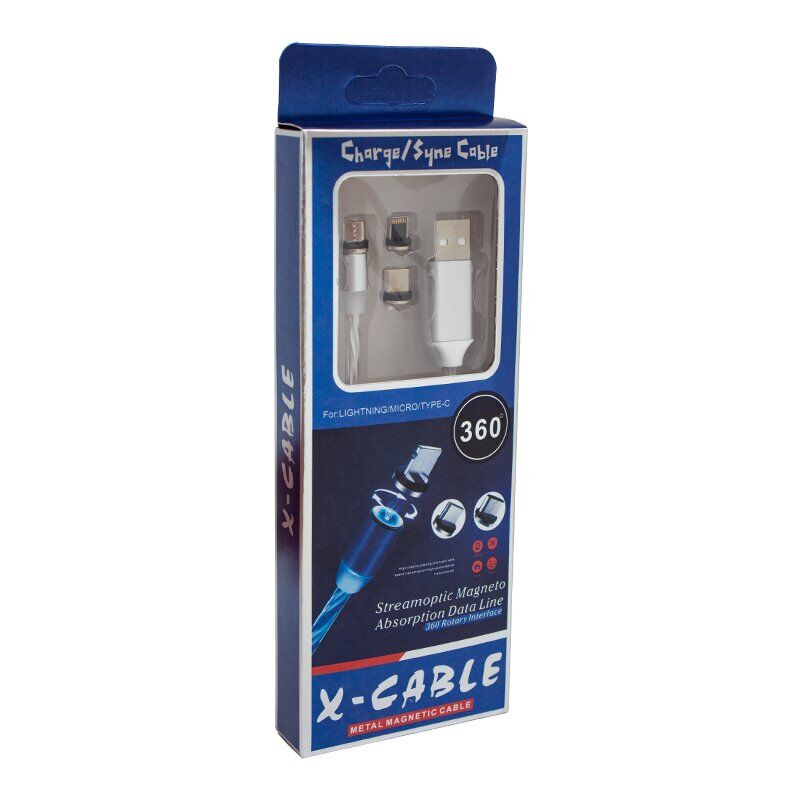Powermaster PM-20016 Işıklı Üç Uçlu Telefon Şarj Kablosu