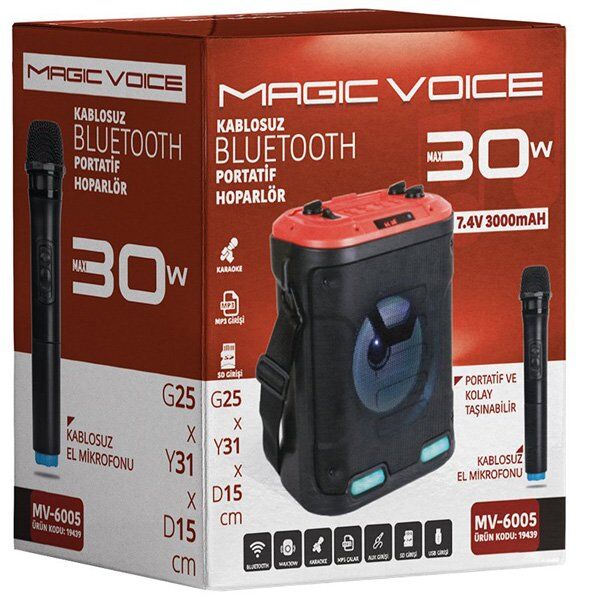 Magicvoice MV-6005 Mikrofonlu Taşınabilir Şarjlı Seyyar Anfi