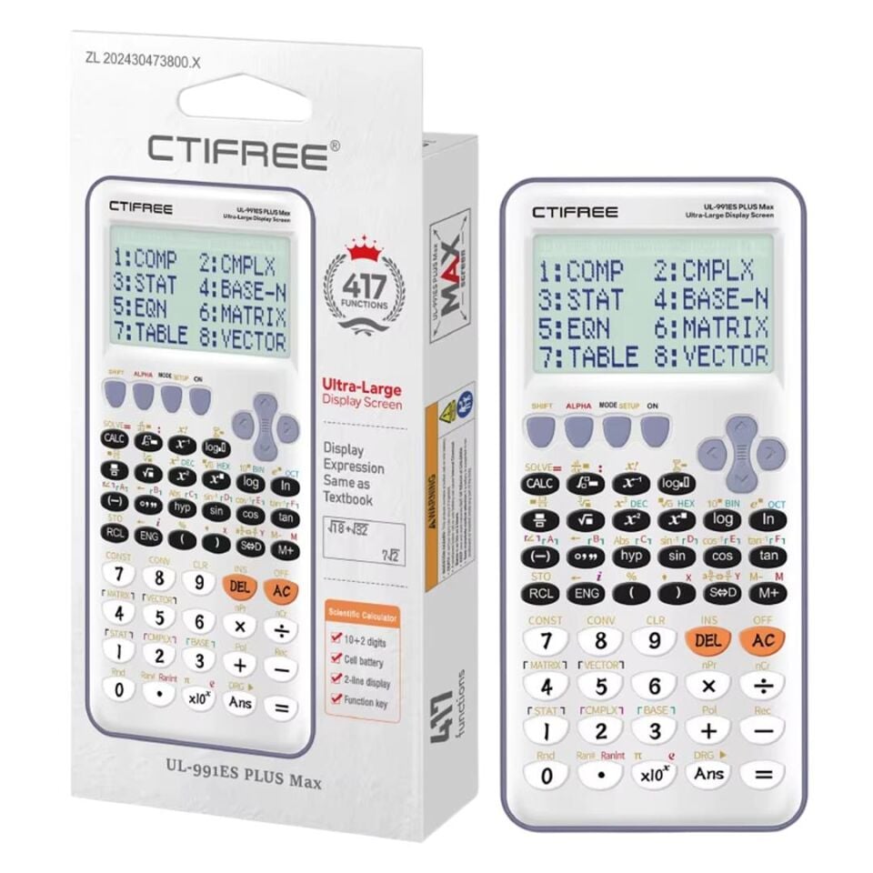 Sunup SN-29177 417 Fonksiyonlu Geniş Çift Satır Kitap Ekran Bilimsel Hesap Makinesi