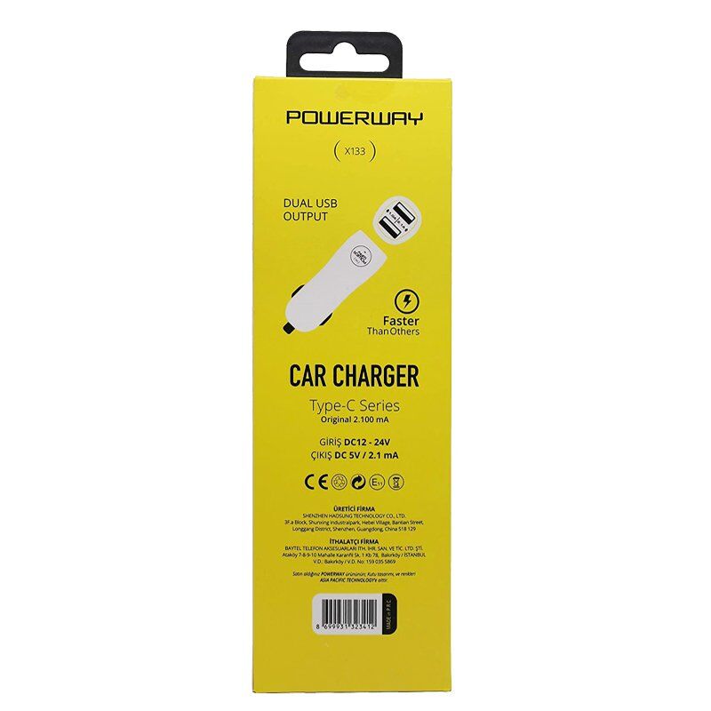 Powerway X133 3.1A Type-C Araç Çakmaklık Şarj Aleti